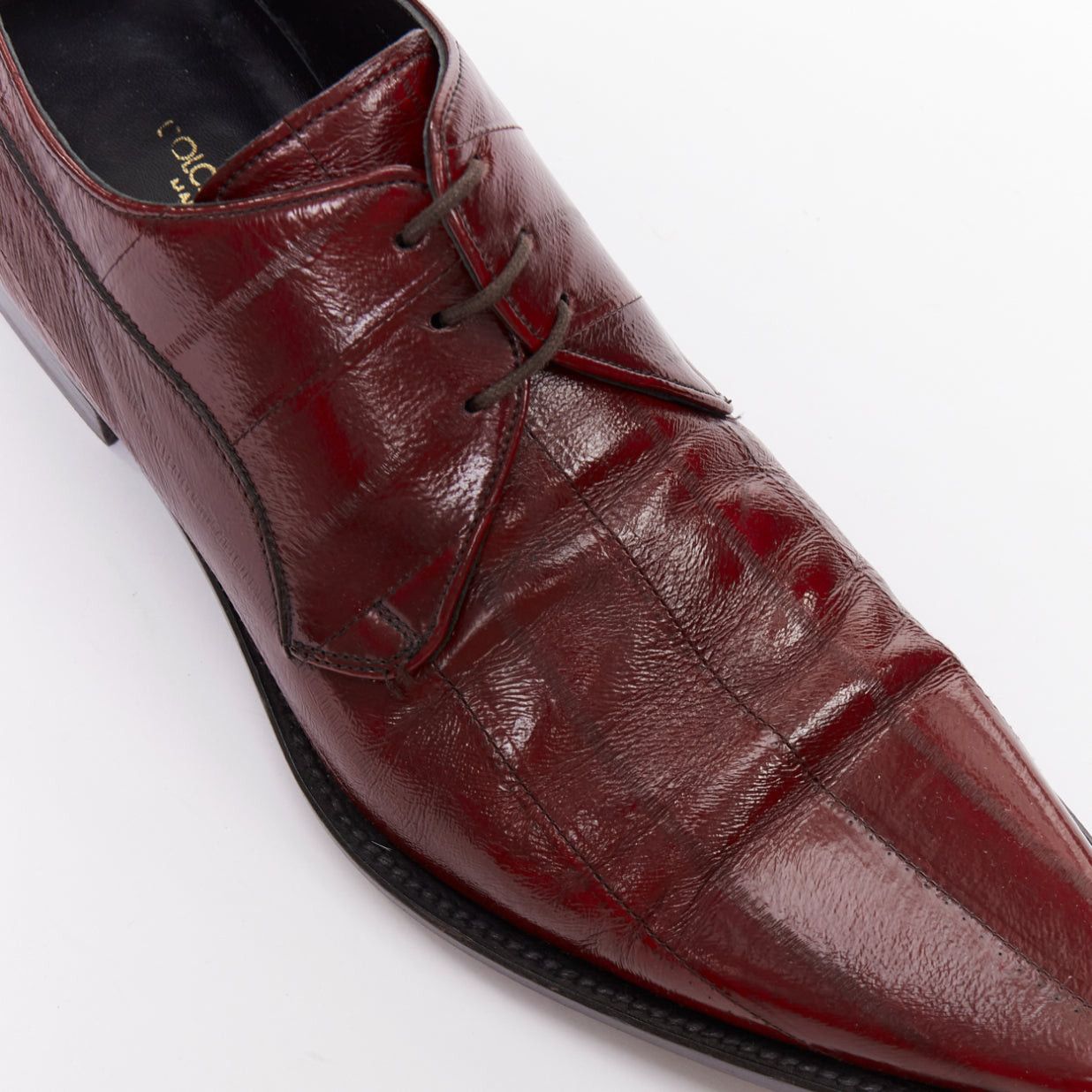 Dolce & Gabbana DOLCE GABBANA burgundy leather curled toe brogue shoes UK6 EU40 Size US 7 / EU 40 - 7 Thumbnail