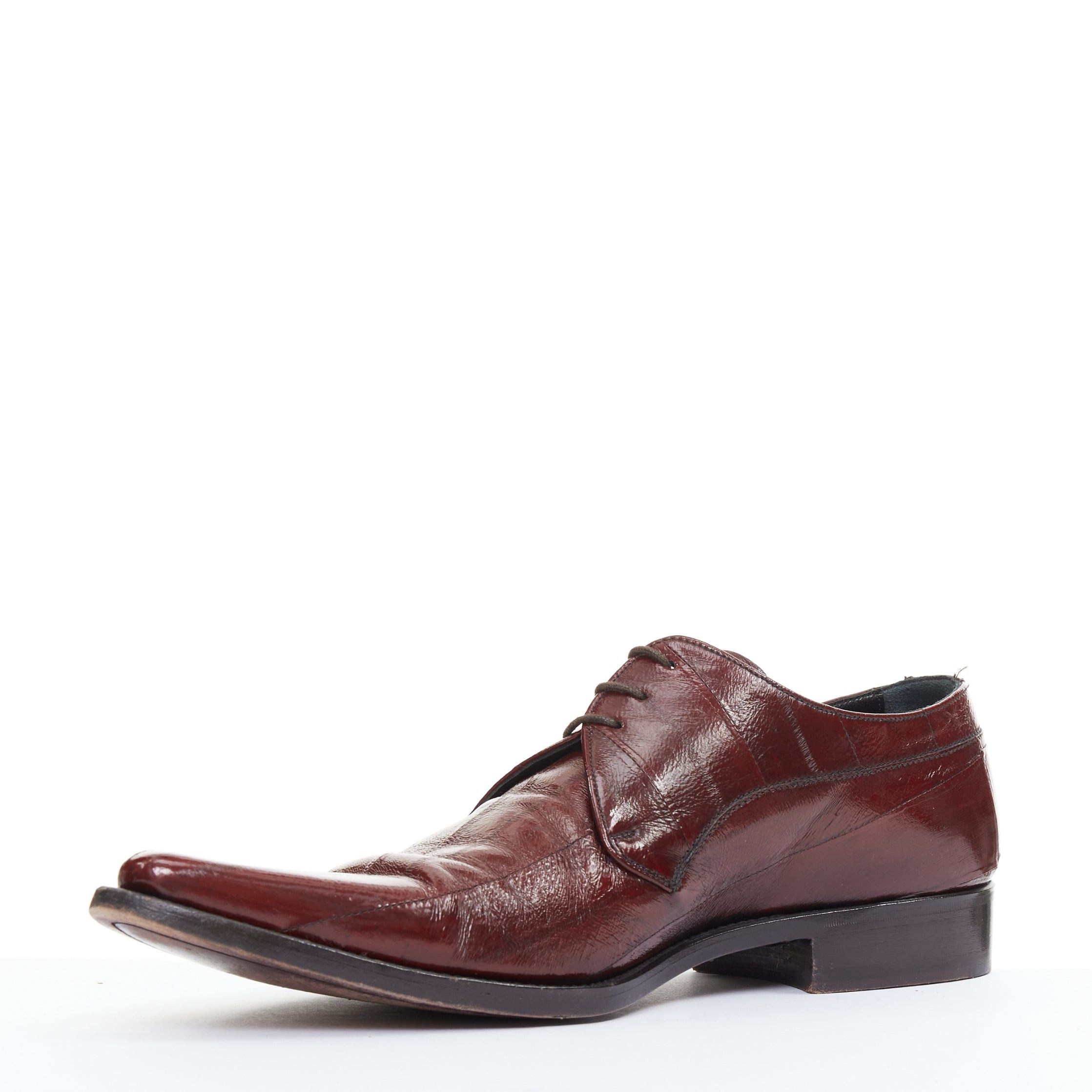 Dolce & Gabbana DOLCE GABBANA burgundy leather curled toe brogue shoes UK6 EU40 Size US 7 / EU 40 - 4 Thumbnail