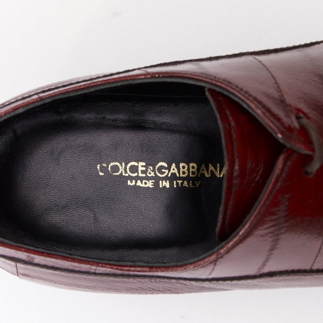 Dolce & Gabbana DOLCE GABBANA burgundy leather curled toe brogue shoes UK6 EU40 Size US 7 / EU 40 - 9 Thumbnail
