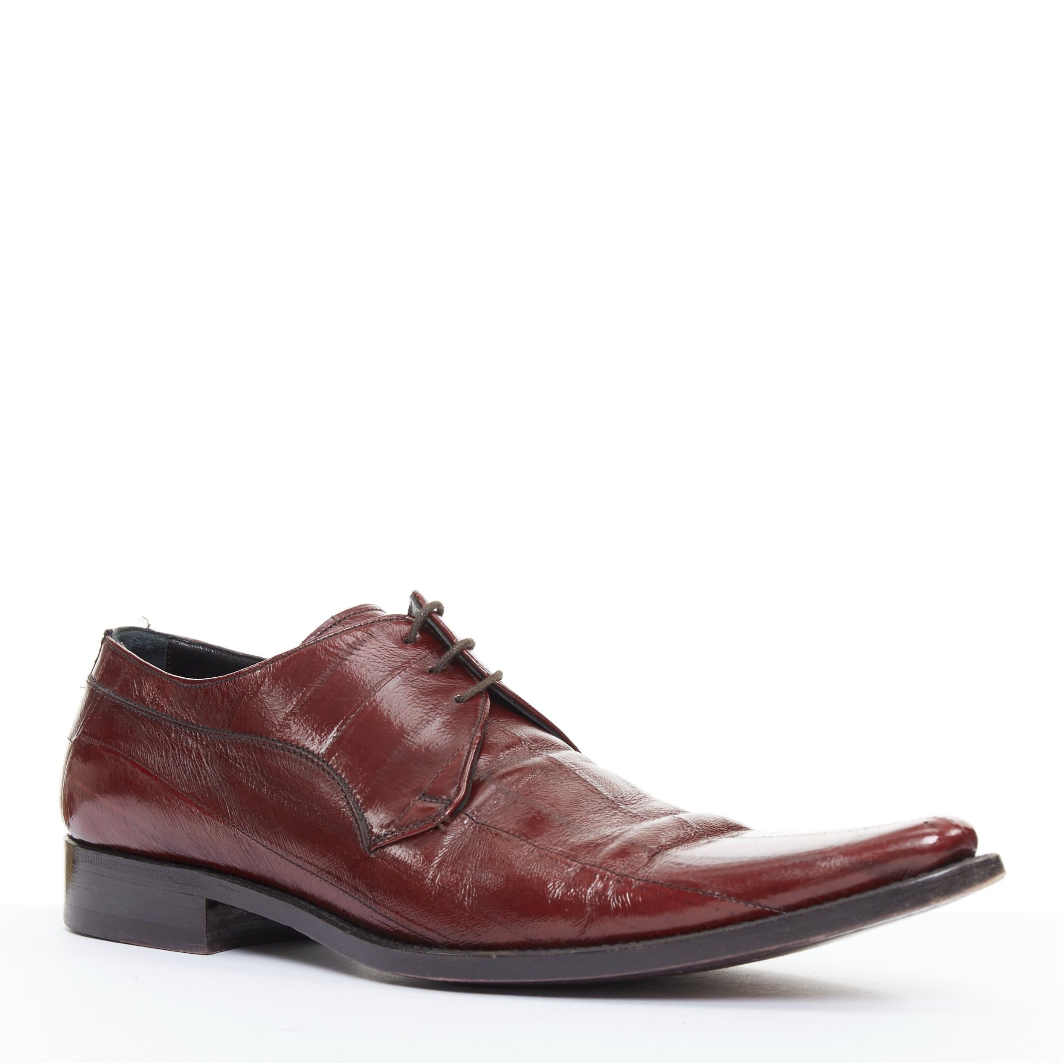 Dolce & Gabbana DOLCE GABBANA burgundy leather curled toe brogue shoes UK6 EU40 Size US 7 / EU 40 - 3 Thumbnail