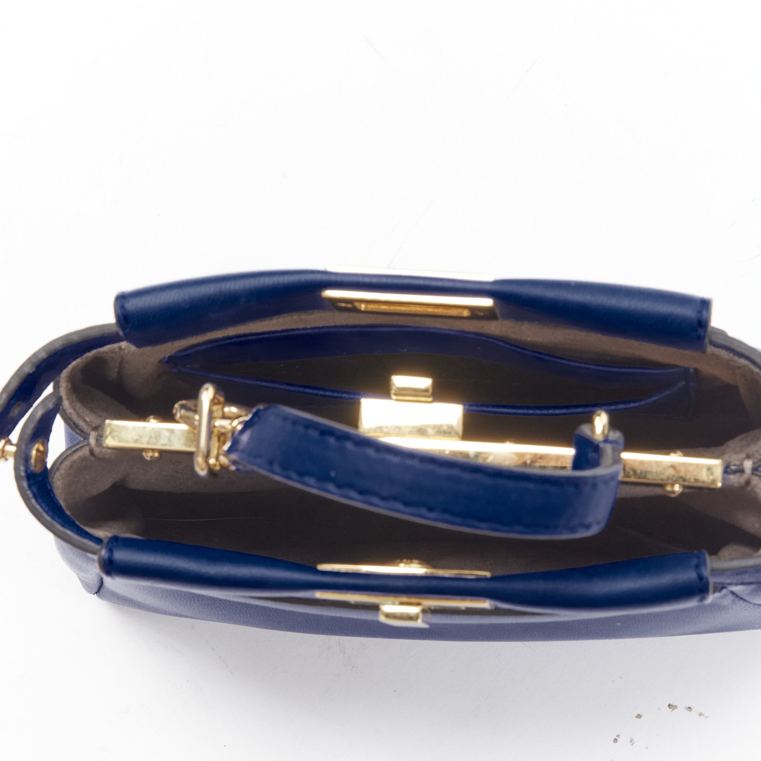 Fendi FENDI Micro Peekaboo blue leather gold hardware crossbody bag Size ONE SIZE - 8 Thumbnail