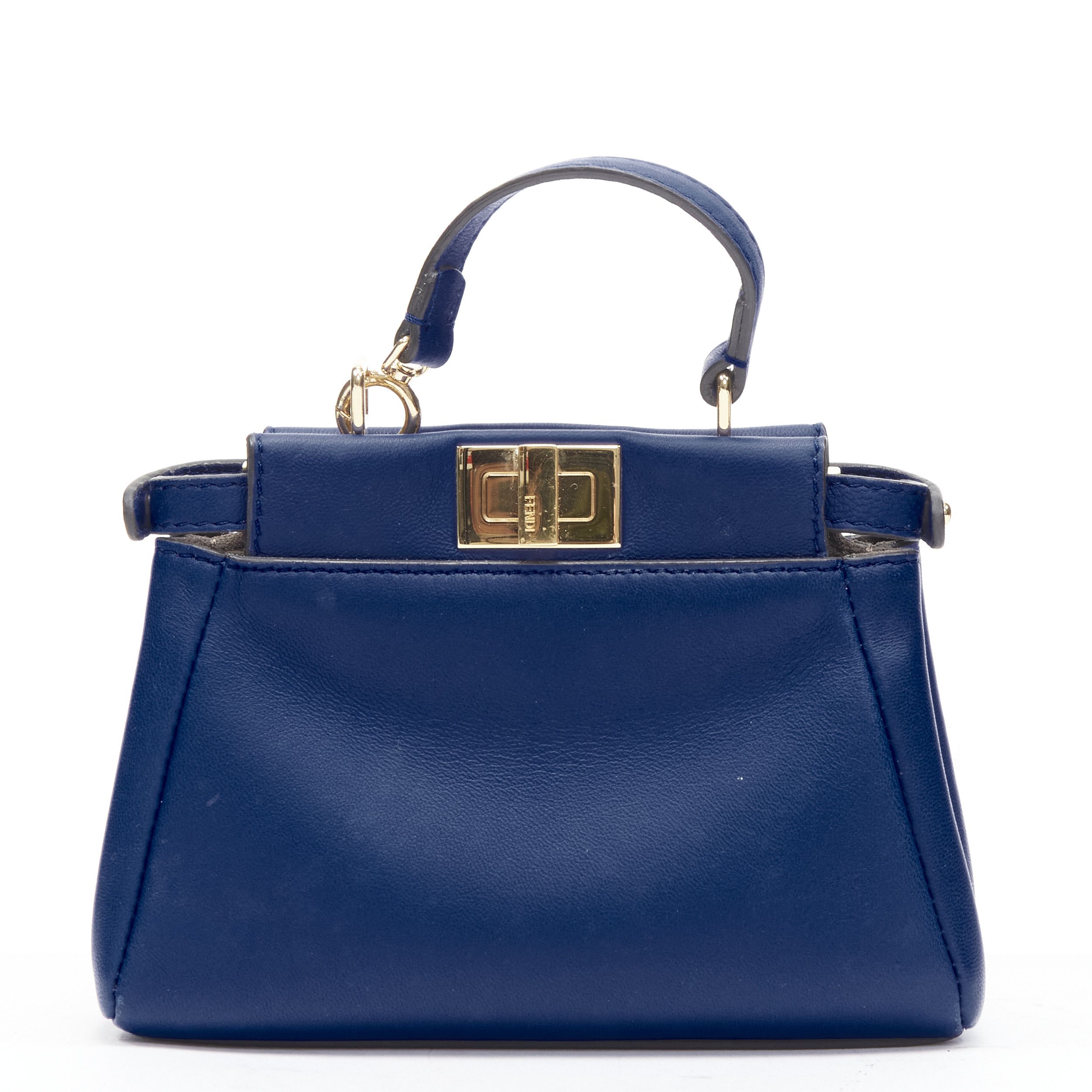 Fendi FENDI Micro Peekaboo blue leather gold hardware crossbody bag Size ONE SIZE - 5 Thumbnail