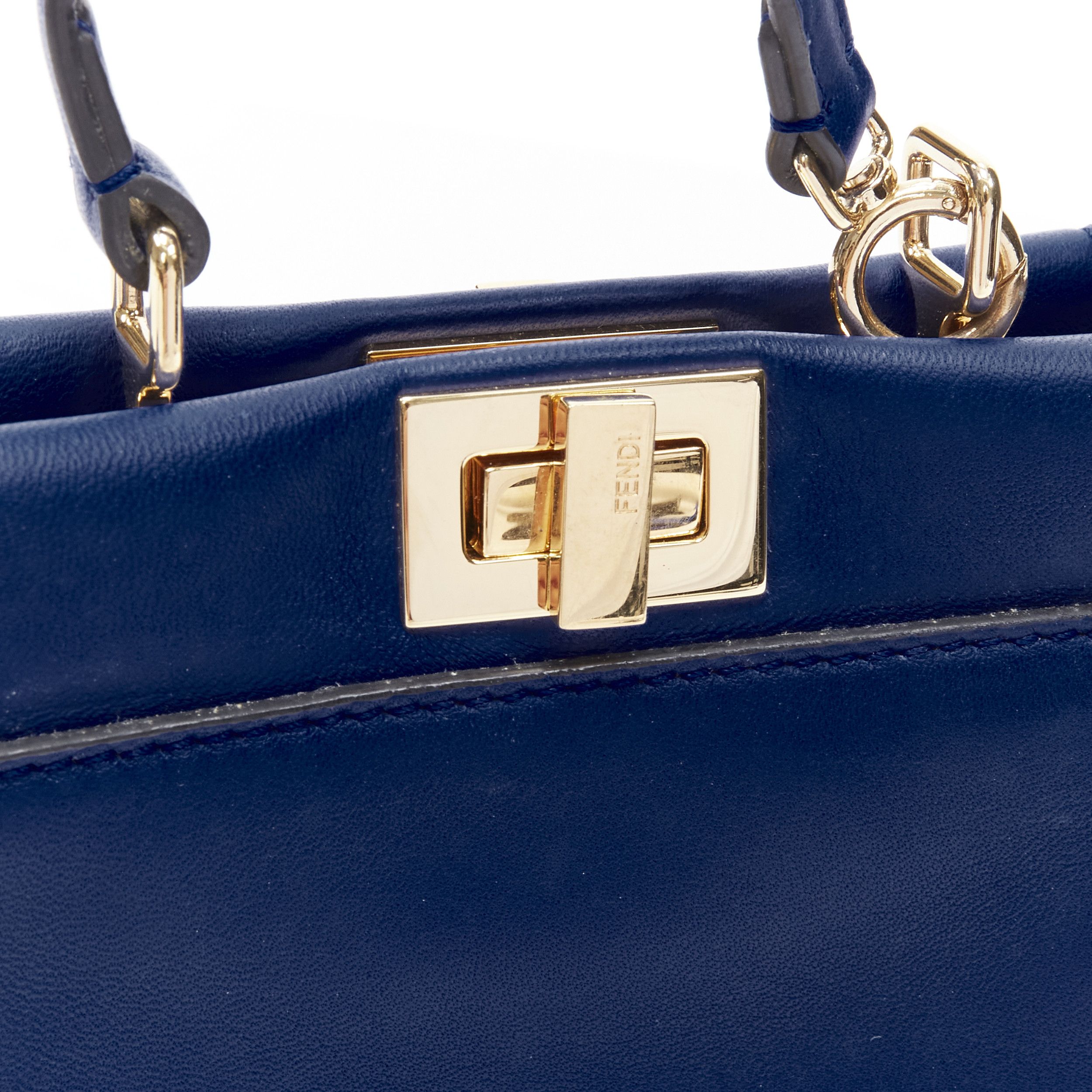 Fendi FENDI Micro Peekaboo blue leather gold hardware crossbody bag Size ONE SIZE - 7 Thumbnail