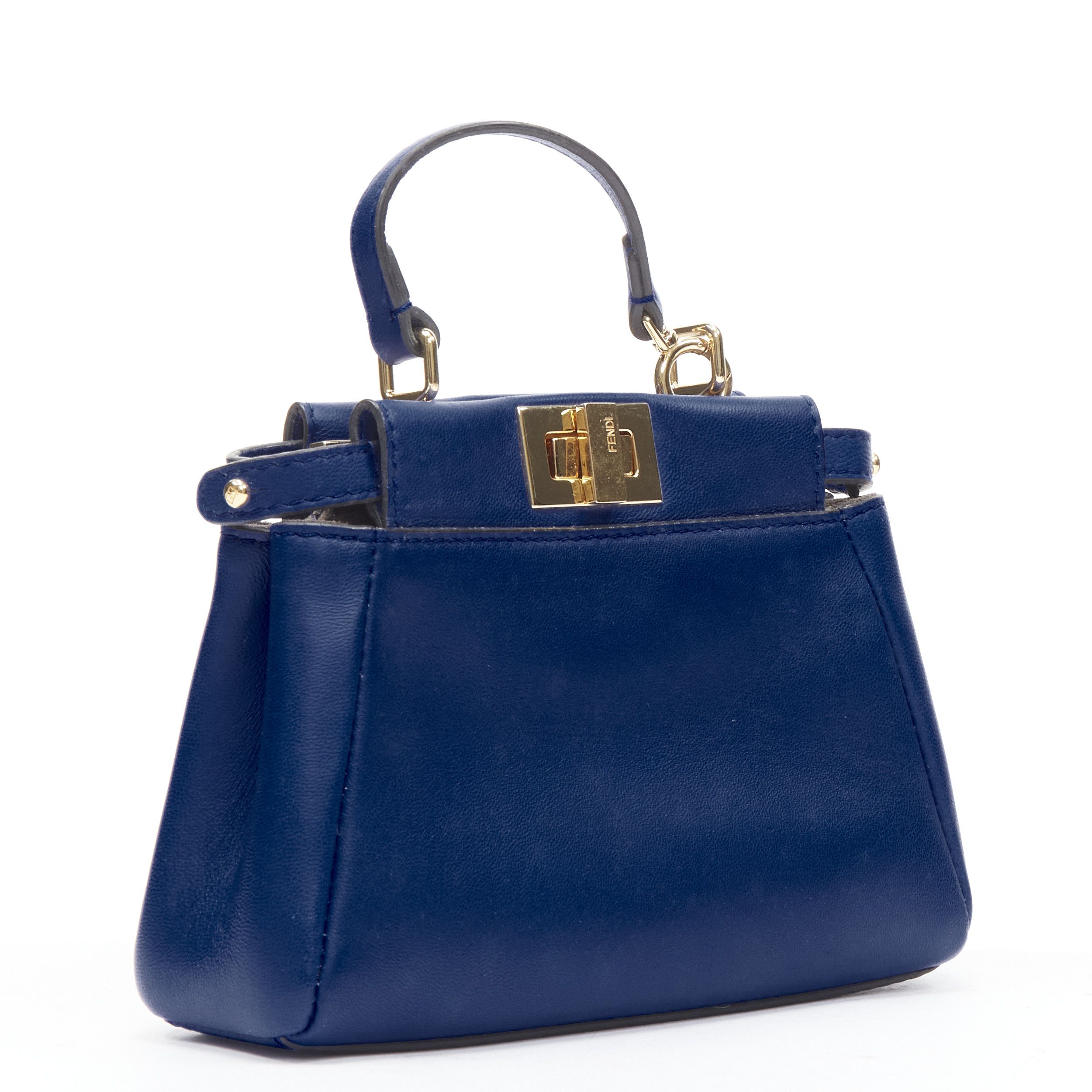 Fendi FENDI Micro Peekaboo blue leather gold hardware crossbody bag Size ONE SIZE - 3 Thumbnail