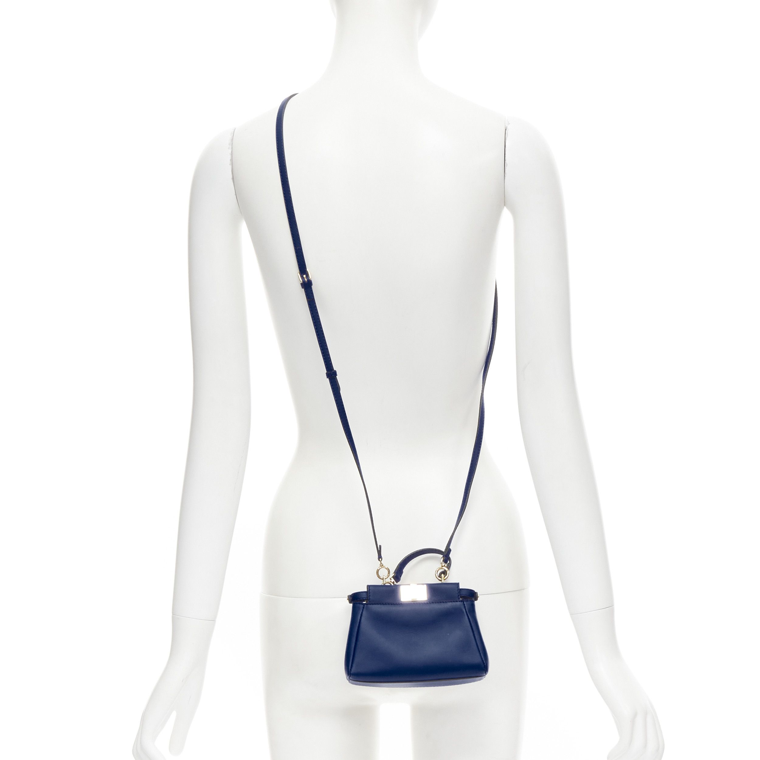 Fendi FENDI Micro Peekaboo blue leather gold hardware crossbody bag Size ONE SIZE - 2 Thumbnail