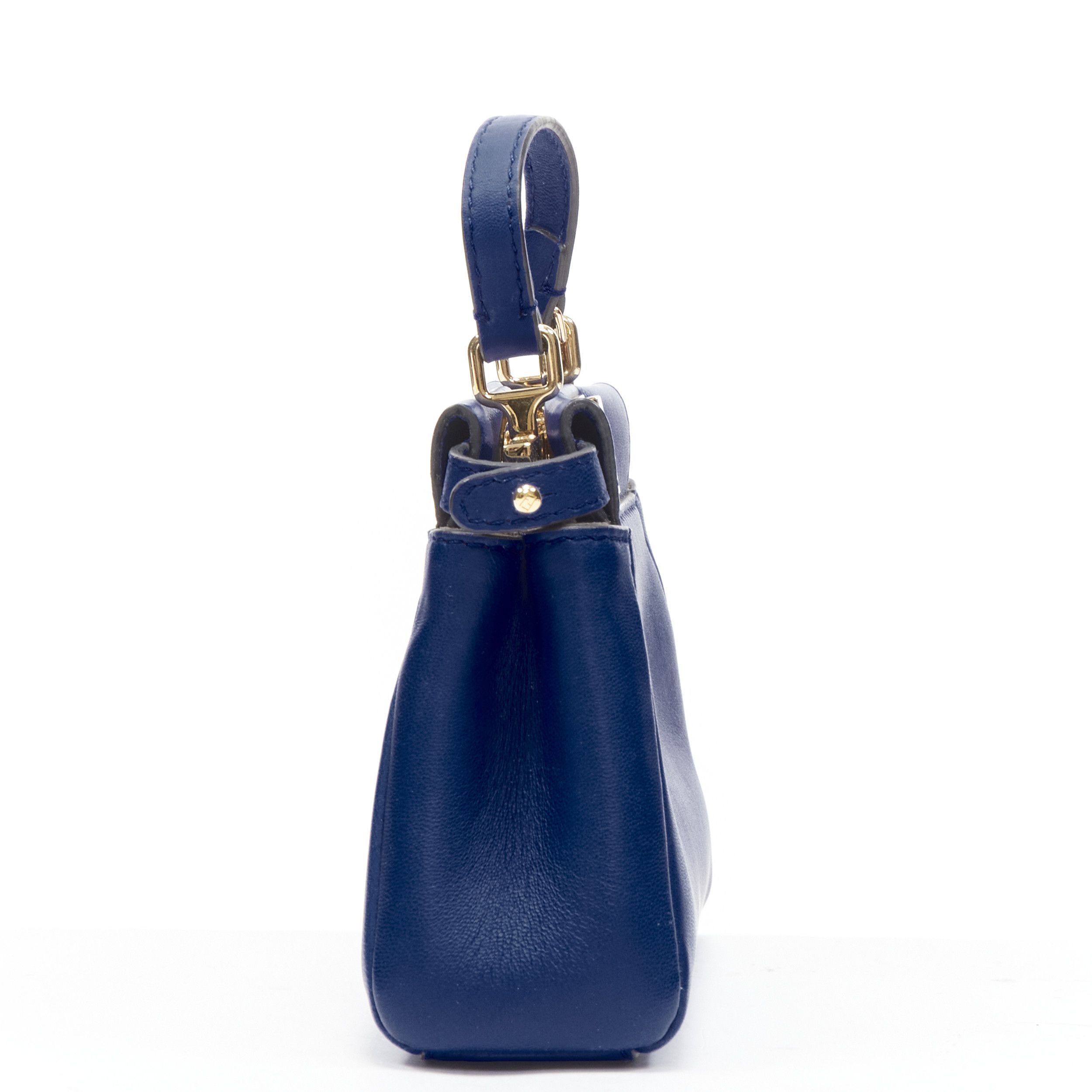 Fendi FENDI Micro Peekaboo blue leather gold hardware crossbody bag Size ONE SIZE - 4 Thumbnail