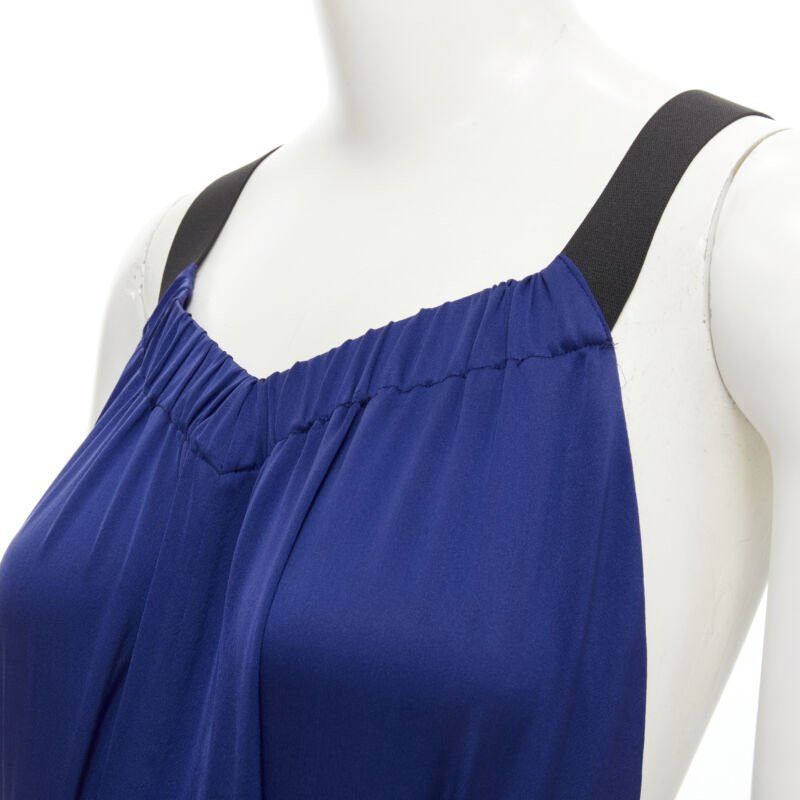 Theory THEORY cobalt blue 100% silk black elastic cross band open. back maxi dress XS Size XS / US 0-2 / IT 36-38 - 6 Thumbnail