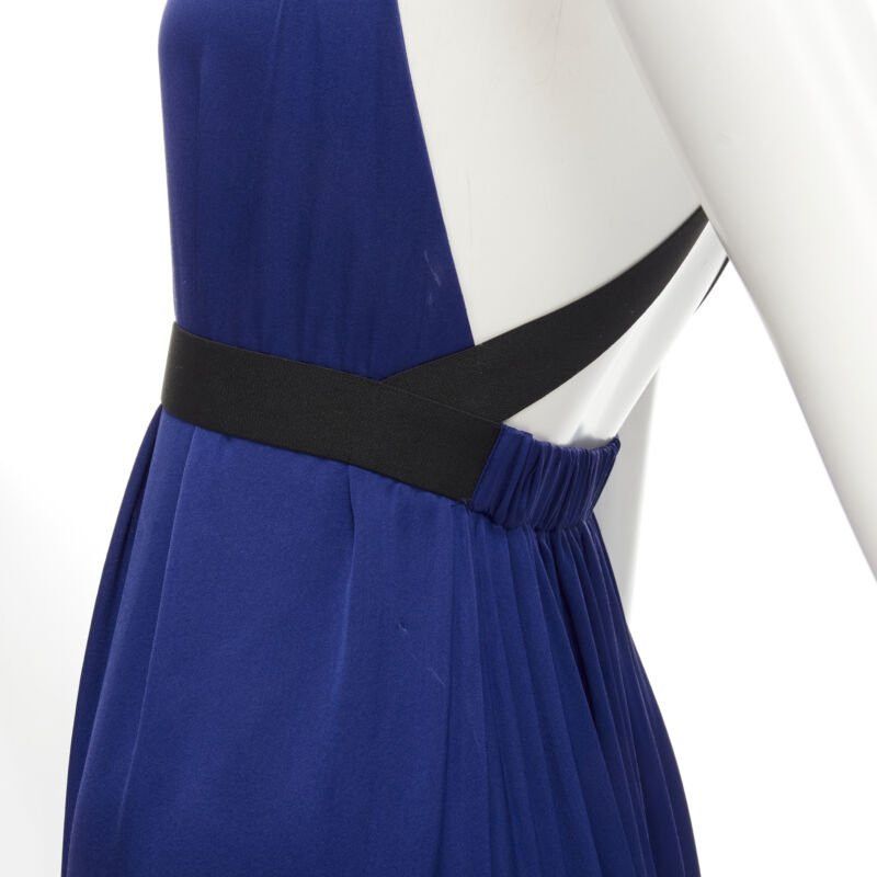 Theory THEORY cobalt blue 100% silk black elastic cross band open. back maxi dress XS Size XS / US 0-2 / IT 36-38 - 7 Thumbnail
