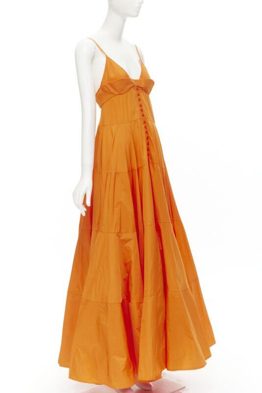 Jacquemus new JACQUEMUS Runway orange long tafetta button front maxi dress gown IT34 XS Size XXS / US 00 / IT 34 - 3 Thumbnail