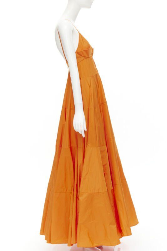 Jacquemus new JACQUEMUS Runway orange long tafetta button front maxi dress gown IT34 XS Size XXS / US 00 / IT 34 - 4 Thumbnail