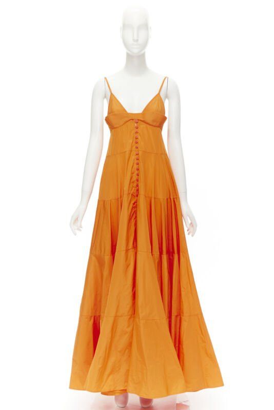 Jacquemus new JACQUEMUS Runway orange long tafetta button front maxi dress gown IT34 XS Size XXS / US 00 / IT 34 - 10 Thumbnail