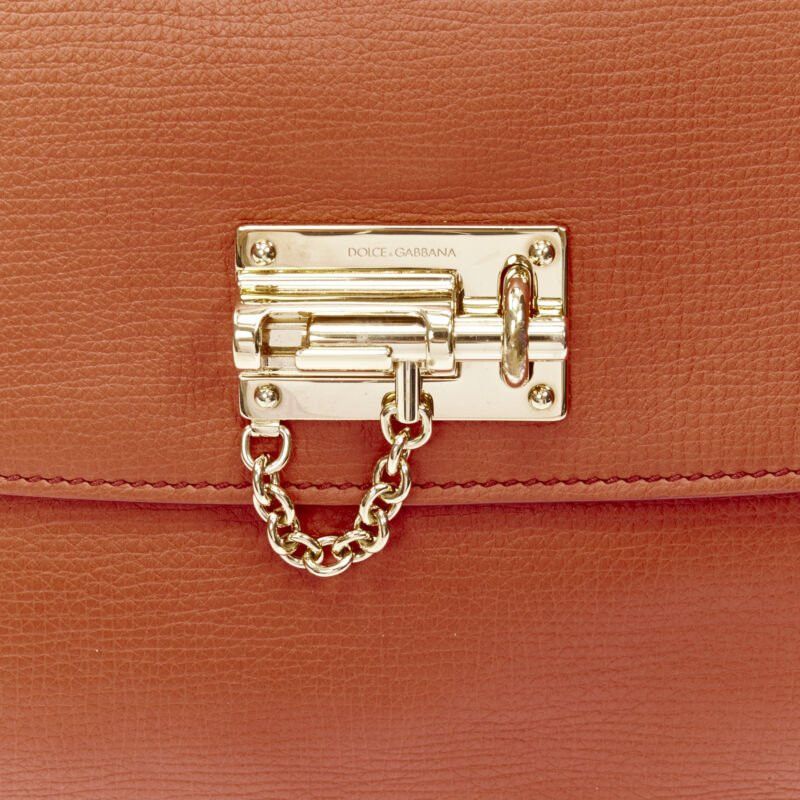 Dolce & Gabbana DOLCE GABBANA Monica orange leather gold lock flap shoulder satchel bag Size ONE SIZE - 7 Thumbnail