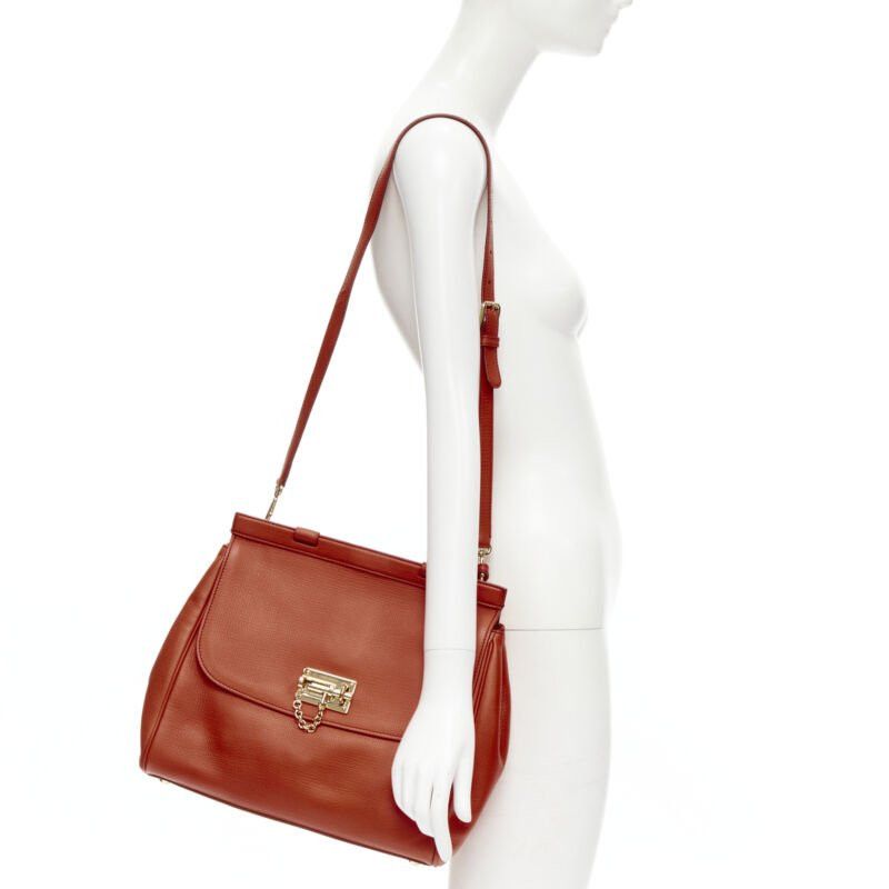 Dolce & Gabbana DOLCE GABBANA Monica orange leather gold lock flap shoulder satchel bag Size ONE SIZE - 2 Thumbnail