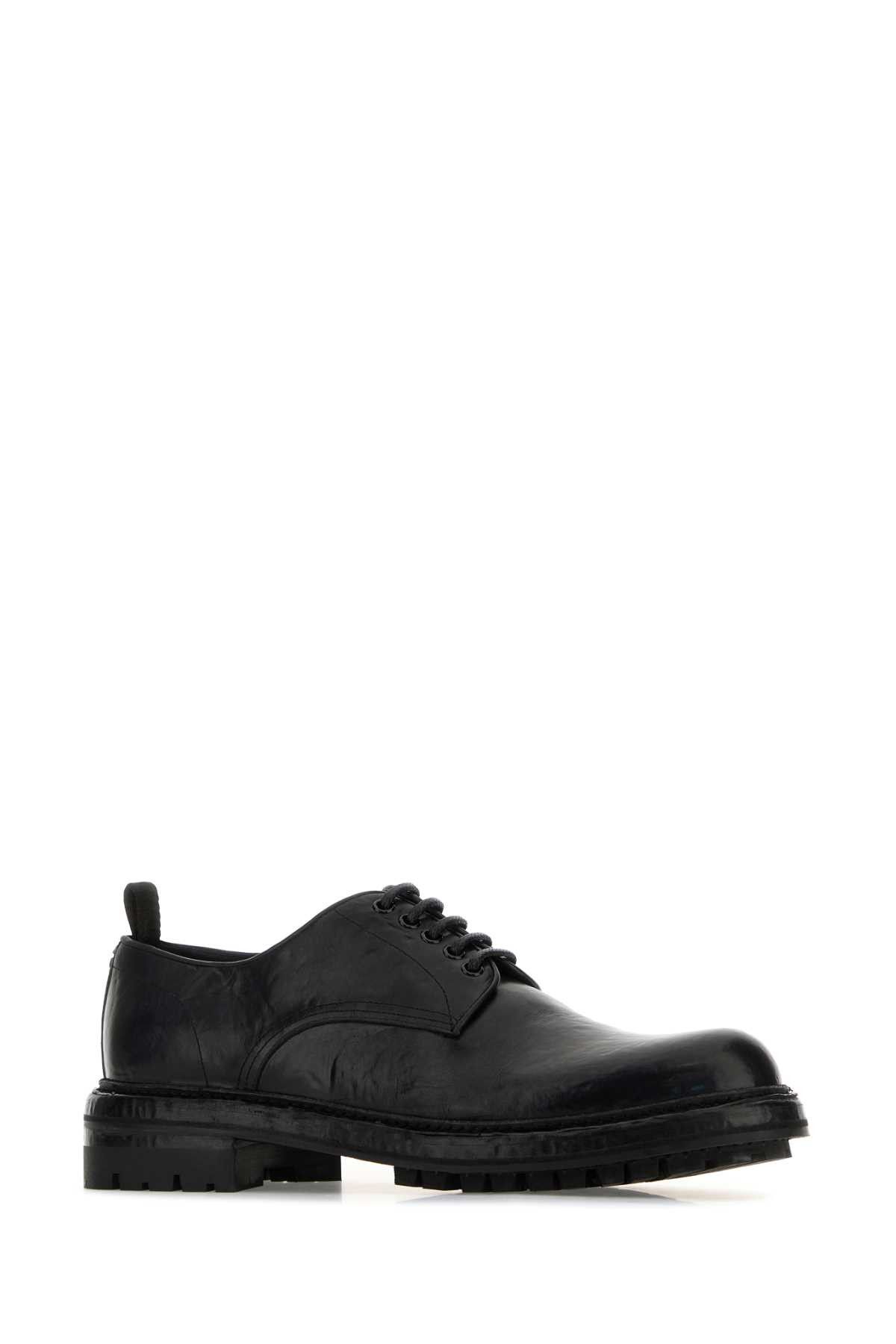 Dolce & Gabbana Black Leather Lace-Up Shoes Size US 12 / EU 45 - 2 Thumbnail