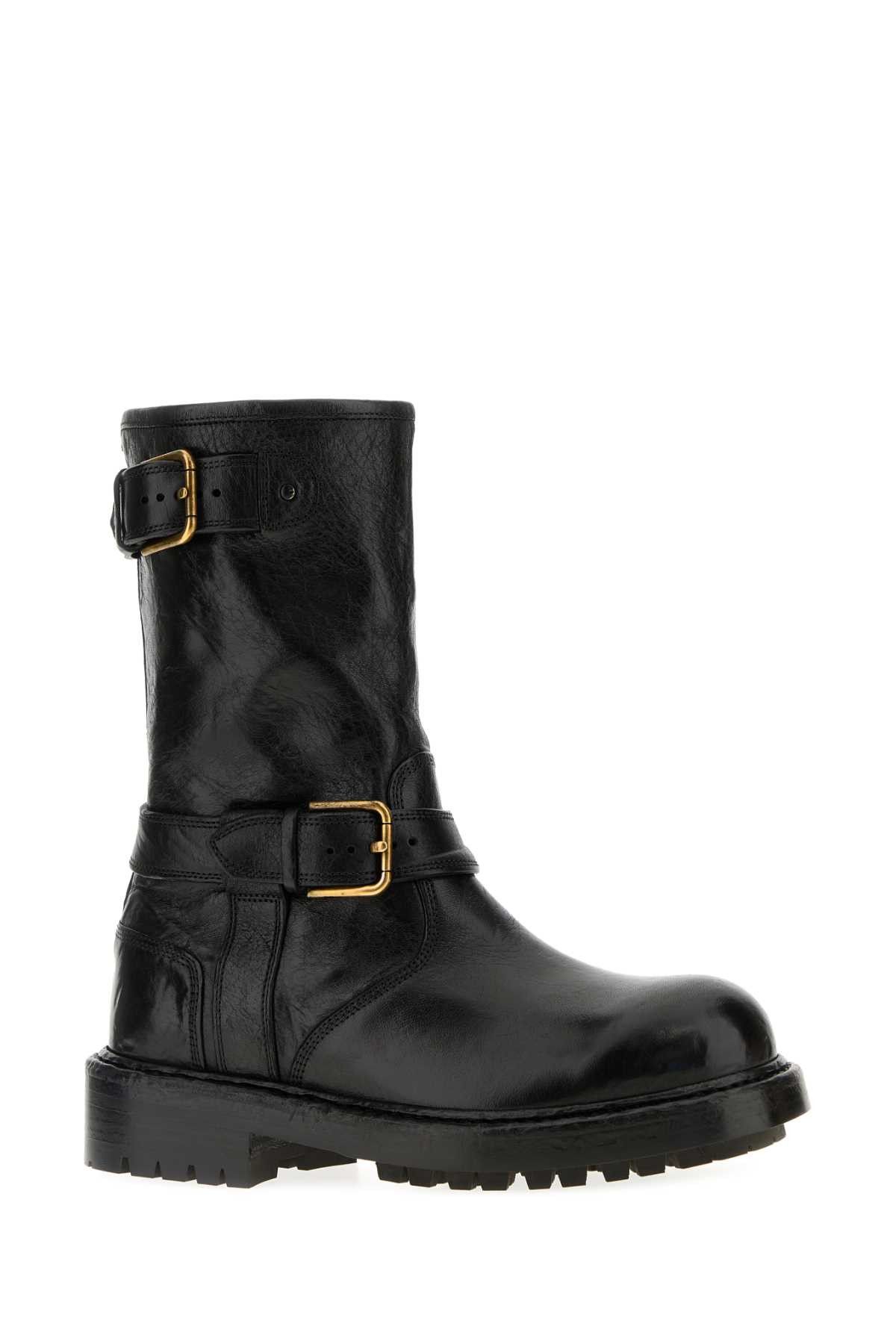 Dolce & Gabbana Black Leather Bernini Boots Size US 10 / EU 43 - 2 Thumbnail