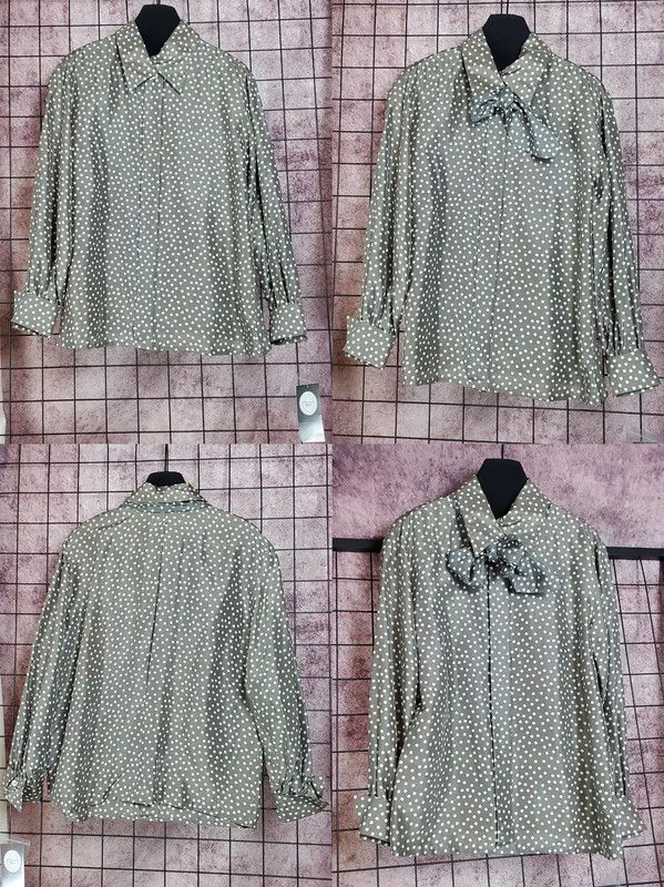 Dior Dior Green Polka Dot Silk Blouse 0089 Size S / US 4 / IT 40 - 4 Thumbnail