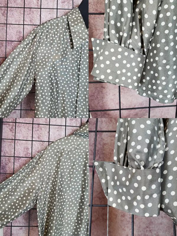 Dior Dior Green Polka Dot Silk Blouse 0089 Size S / US 4 / IT 40 - 6 Thumbnail