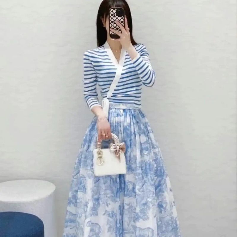 Dior Dior Light Blue Cotton Midi Skirt 0089 Size 22" - 8 Thumbnail