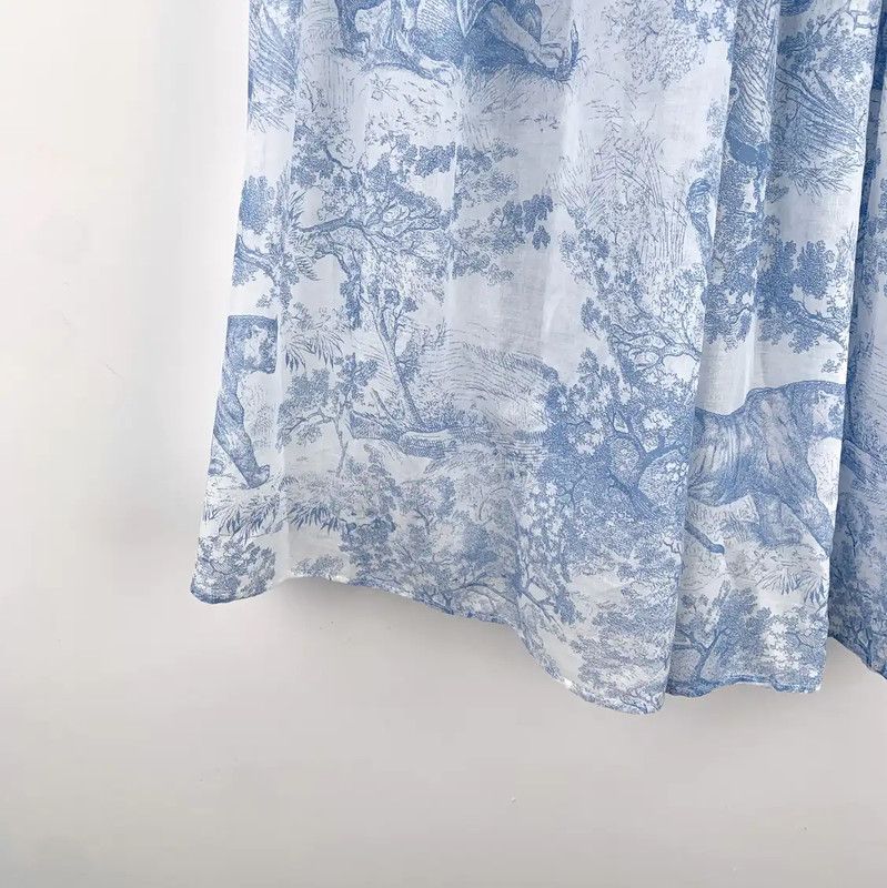 Dior Dior Light Blue Cotton Midi Skirt 0089 Size 22" - 4 Thumbnail