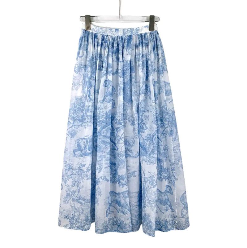 Dior Dior Light Blue Cotton Midi Skirt 0089 Size 22" - 2 Thumbnail