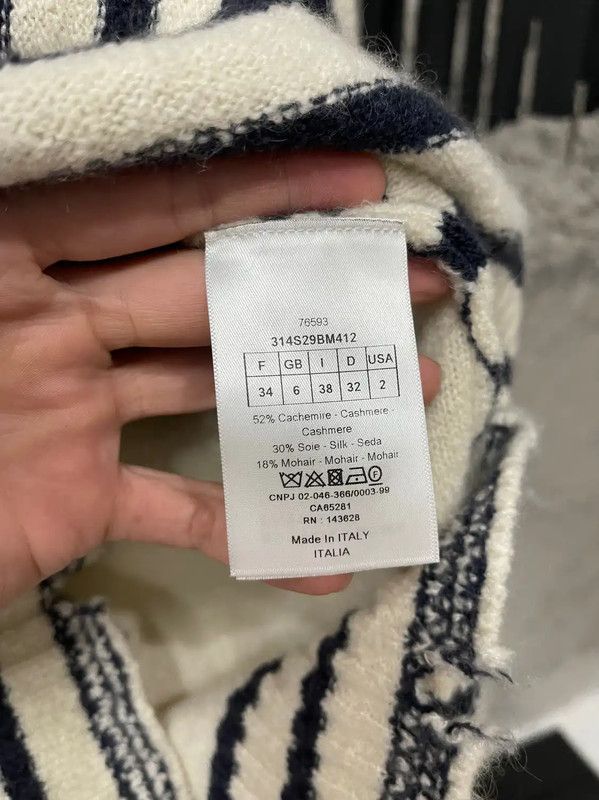 Dior Dior Women's Striped Cashmere Sweater 0089 Size ONE SIZE - 6 Thumbnail