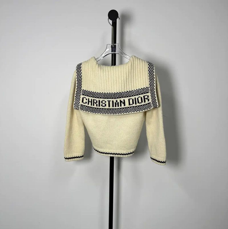 Dior Dior Women's Cream Cotton Cardigan Sweater 0089 Size S / US 4 / IT 40 - 2 Thumbnail
