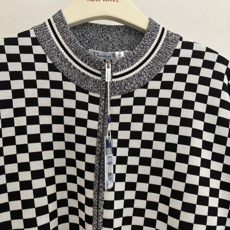 Dior Dior Black Checkered Silk Jacket for Women 0089 Size M / US 6-8 / IT 42-44 - 3 Thumbnail