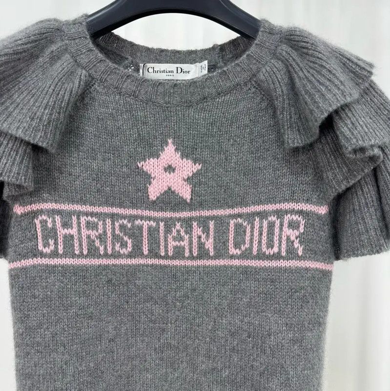 Dior Dior Gray Cashmere Embroidered Short Sleeve Tee 0089 Size XS / US 0-2 / IT 36-38 - 3 Thumbnail