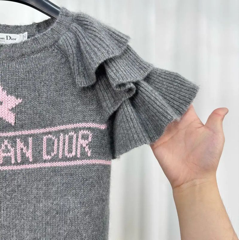 Dior Dior Gray Cashmere Embroidered Short Sleeve Tee 0089 Size XS / US 0-2 / IT 36-38 - 4 Thumbnail