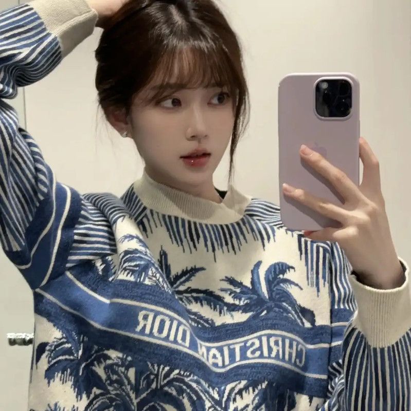 Dior Dior Blue Cashmere Printed Long Sleeve Sweater 0089 Size M / US 6-8 / IT 42-44 - 4 Thumbnail