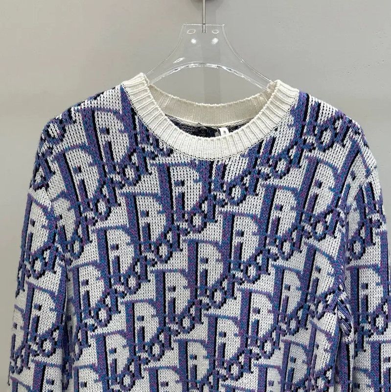 Dior Dior Purple Wool Logo Long Sleeve Sweater 0089 Size S / US 4 / IT 40 - 2 Thumbnail