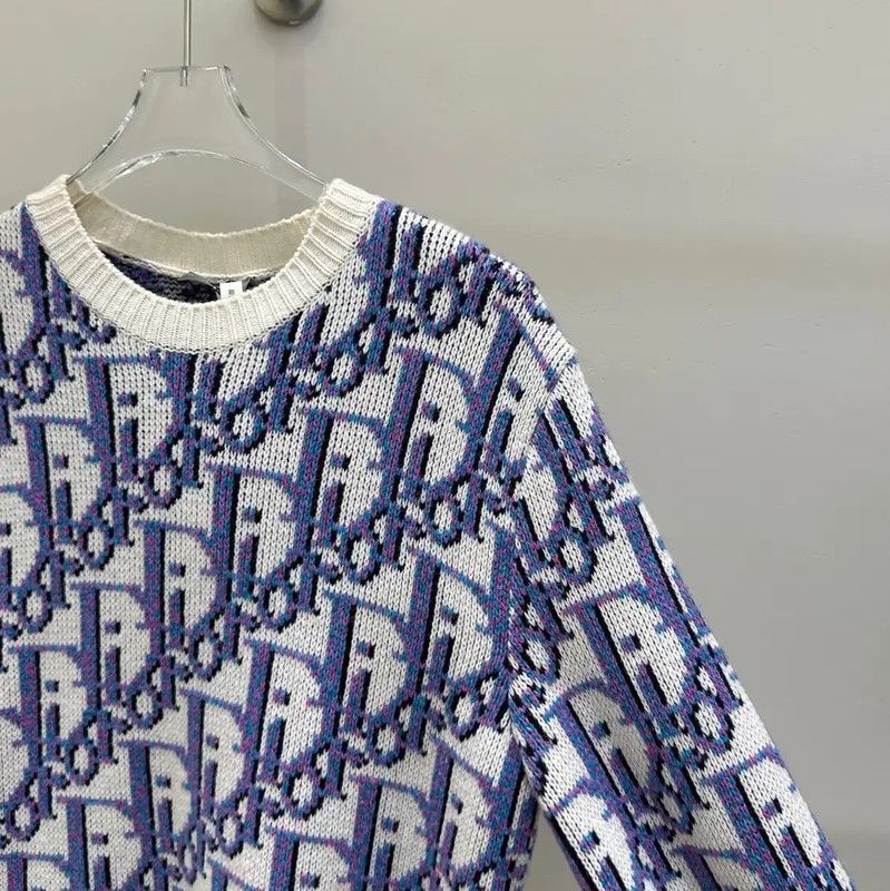 Dior Dior Purple Wool Logo Long Sleeve Sweater 0089 Size S / US 4 / IT 40 - 4 Thumbnail