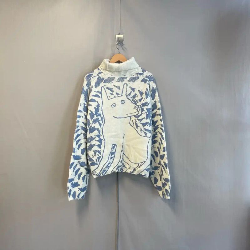 Dior Dior Oversized White Sweater with Dog Design 0089 Size XXL / US 16-18 / IT 52-54 - 2 Thumbnail