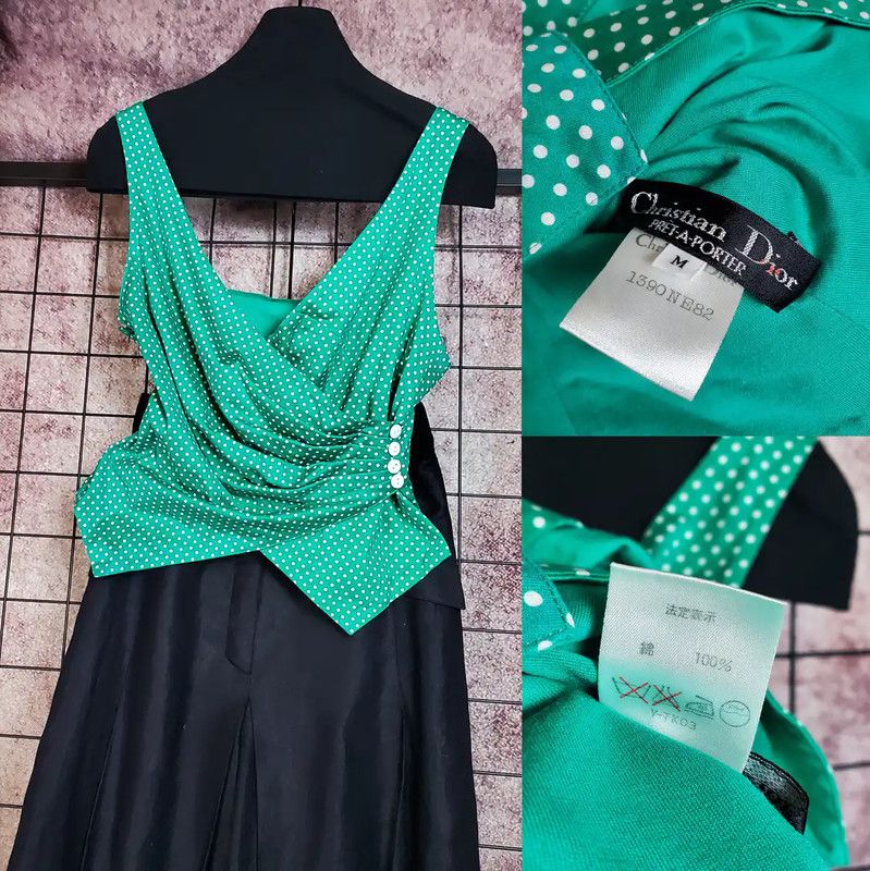 Dior Dior Summer Green Polka Dot Short Top 0089 Size M / US 6-8 / IT 42-44 - 2 Thumbnail