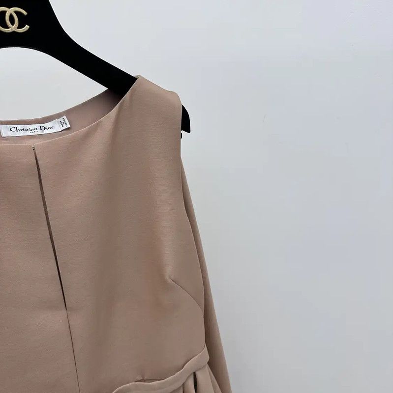 Dior Dior Elegant Midi Dress in Light Beige 0089 Size M / US 6-8 / IT 42-44 - 3 Thumbnail
