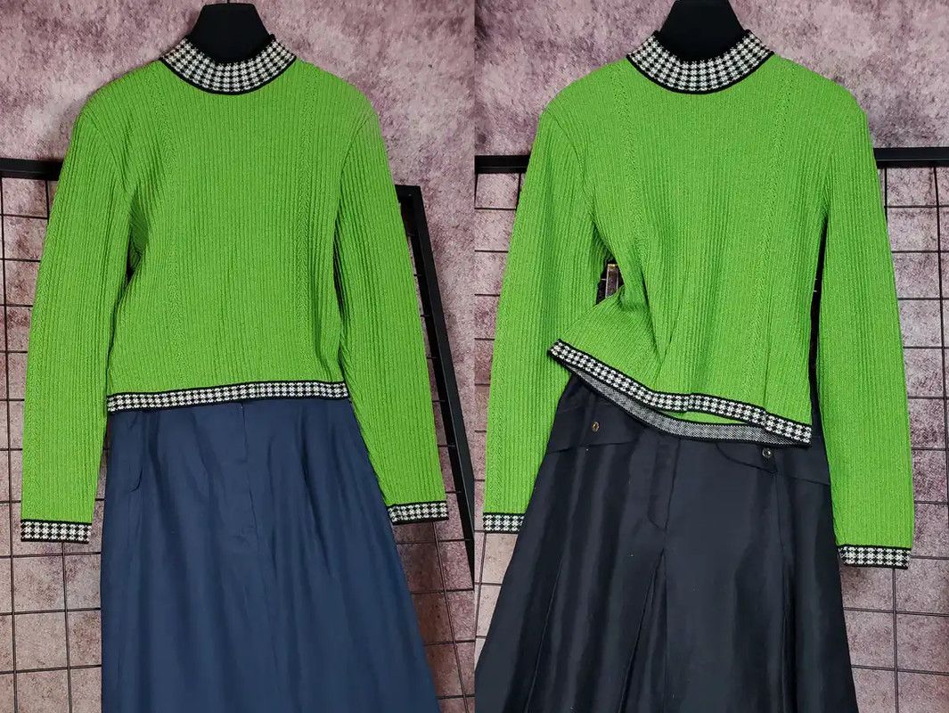 Dior Dior Green Wool-Blend Long Sleeve Top 0089 Size M / US 6-8 / IT 42-44 - 2 Thumbnail