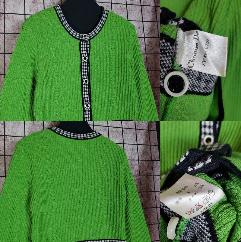 Dior Dior Green Wool-Blend Long Sleeve Top 0089 Size M / US 6-8 / IT 42-44 - 4 Thumbnail