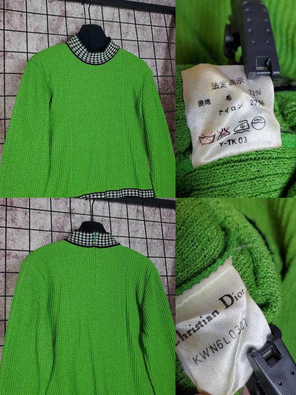 Dior Dior Green Wool-Blend Long Sleeve Top 0089 Size M / US 6-8 / IT 42-44 - 5 Thumbnail
