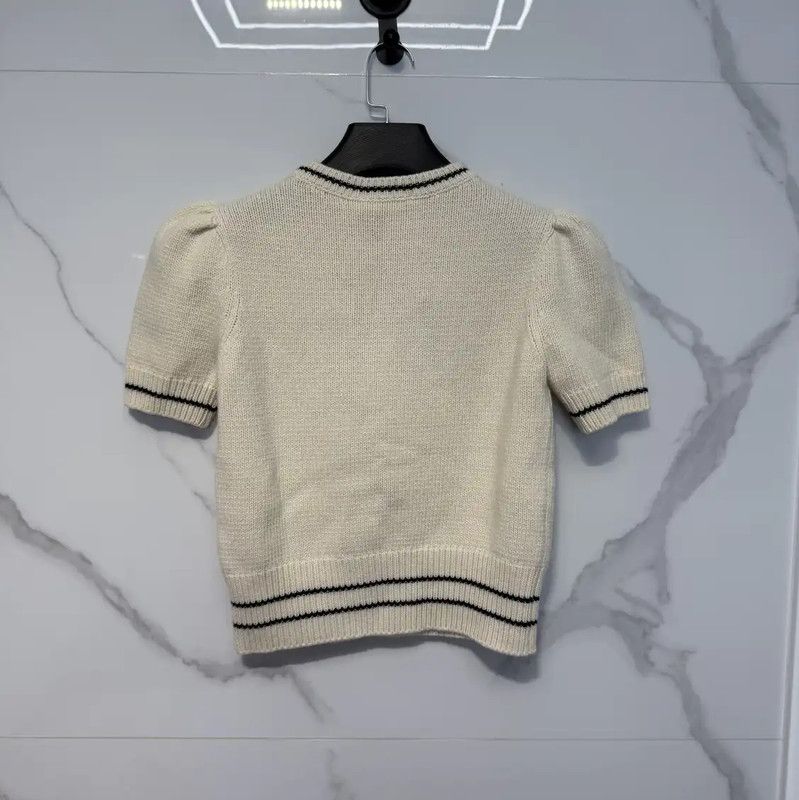 Dior Dior Women's White Wool Short Sleeve Sweater 0089 Size M / US 6-8 / IT 42-44 - 2 Thumbnail