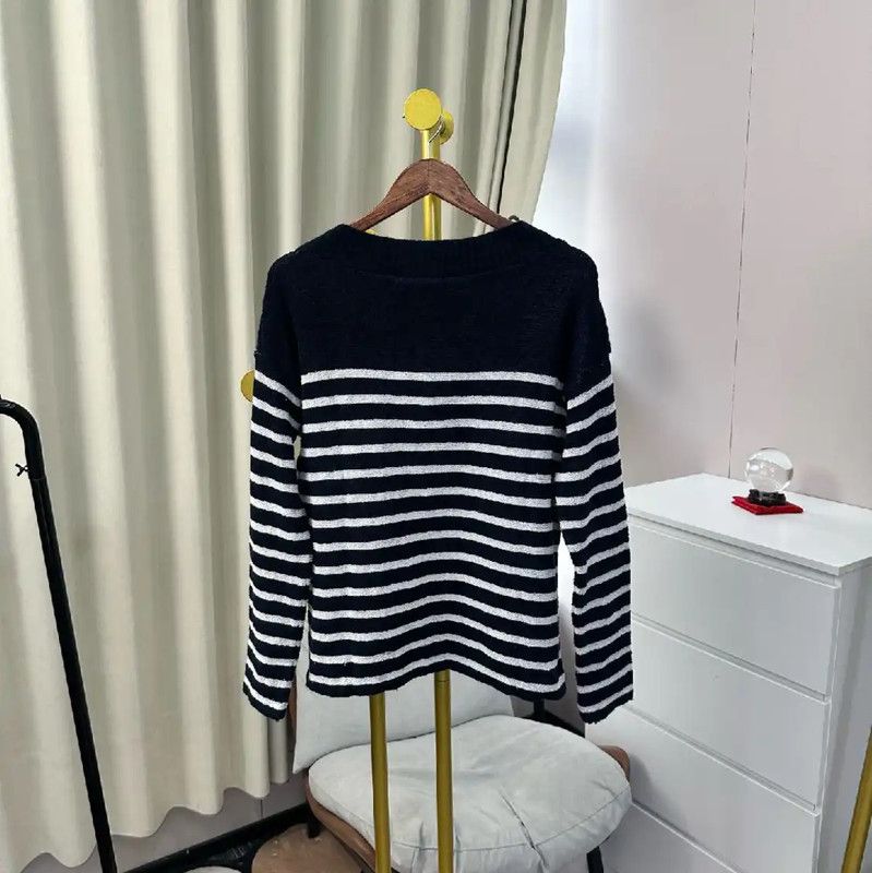 Dior Dior Navy Striped Women’s Pullover Sweater 0089 Size S / US 4 / IT 40 - 2 Thumbnail