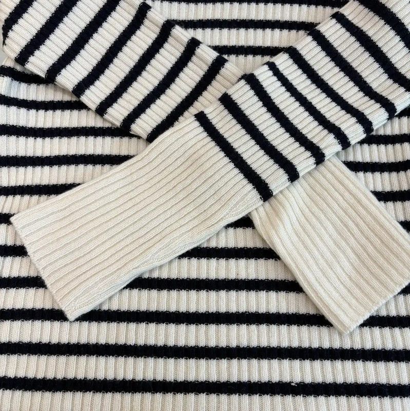 Dior Dior Winter White Striped Wool Sweater 0089 Size S / US 4 / IT 40 - 6 Thumbnail