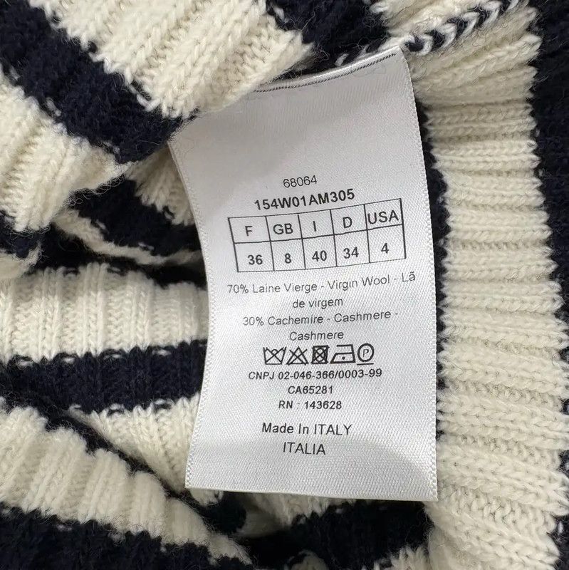 Dior Dior Winter White Striped Wool Sweater 0089 Size S / US 4 / IT 40 - 8 Thumbnail