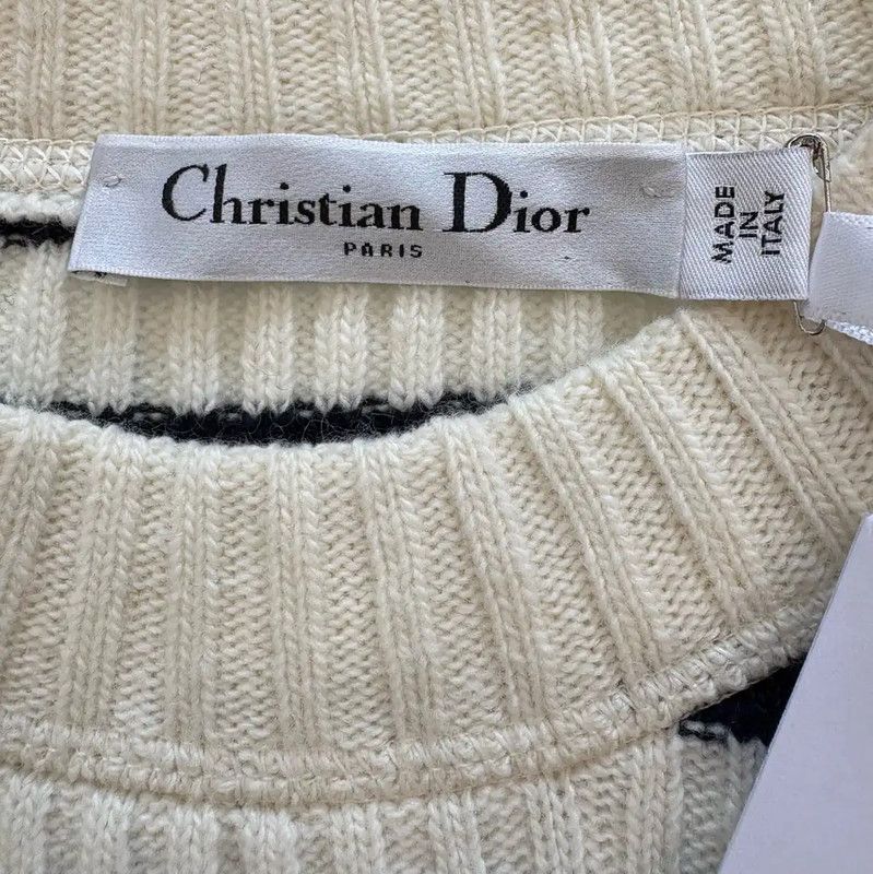Dior Dior Winter White Striped Wool Sweater 0089 Size S / US 4 / IT 40 - 7 Thumbnail