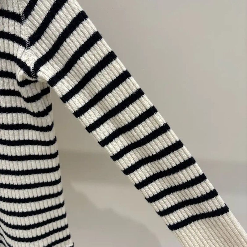 Dior Dior Winter White Striped Wool Sweater 0089 Size S / US 4 / IT 40 - 5 Thumbnail