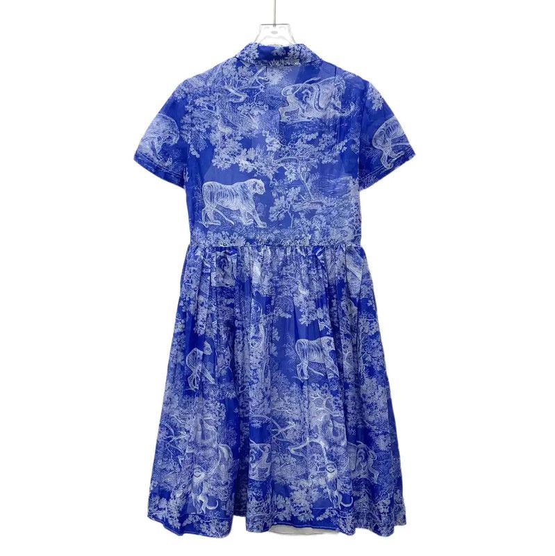 Dior Dior Blue Cotton Women's Dress 0089 Size M / US 6-8 / IT 42-44 - 2 Thumbnail