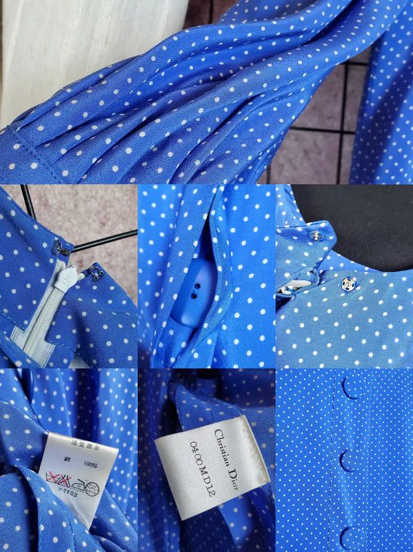 Dior Dior Blue Polka Dot Midi Dress 0089 Size M / US 6-8 / IT 42-44 - 10 Thumbnail