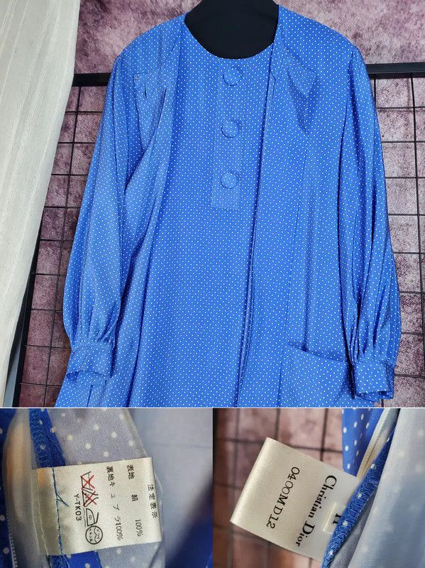 Dior Dior Blue Polka Dot Midi Dress 0089 Size M / US 6-8 / IT 42-44 - 4 Thumbnail