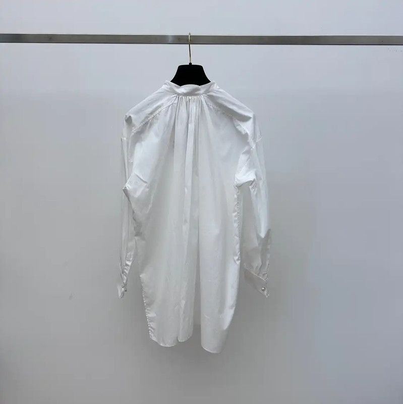 Dior Dior Women's White Long Sleeve Shirt 0089 Size M / US 6-8 / IT 42-44 - 2 Thumbnail