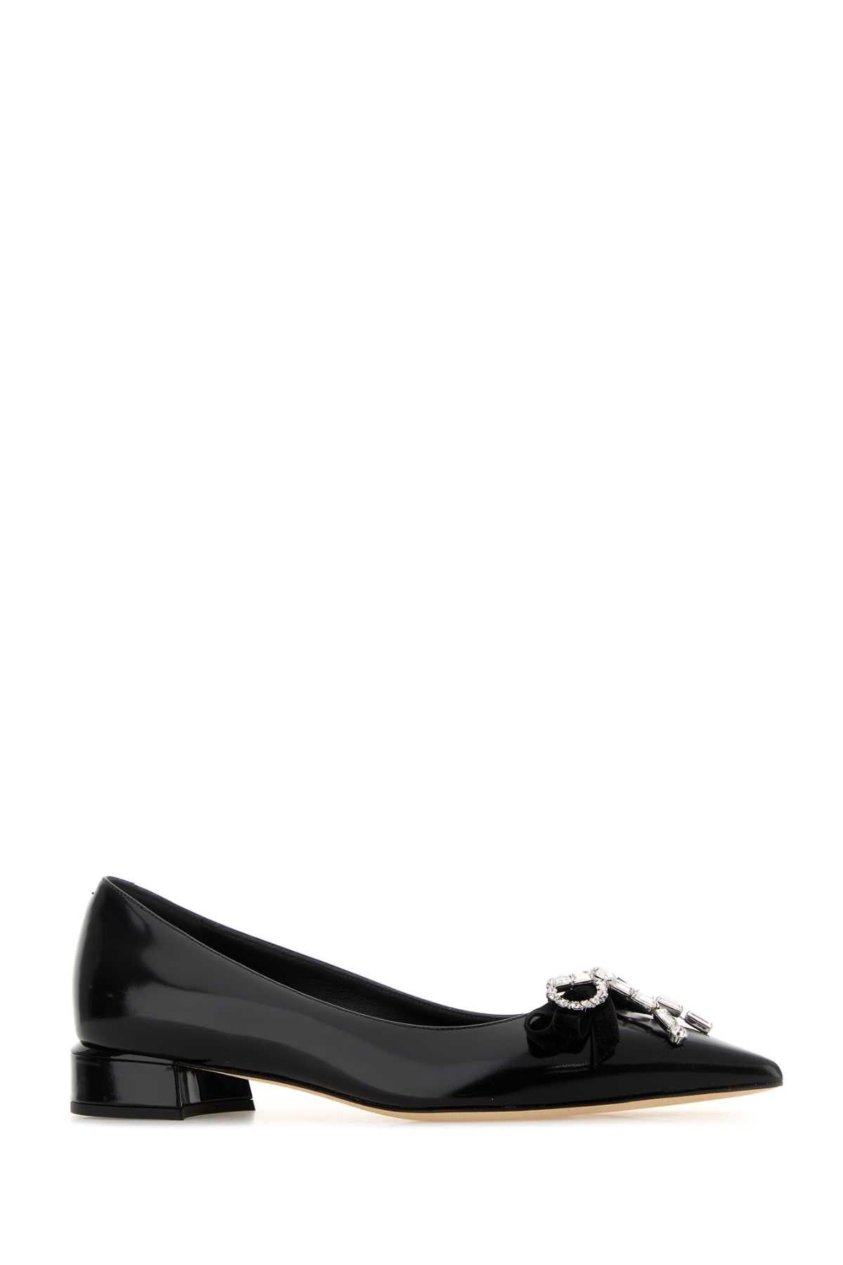 Jimmy Choo Black Leather Auria Ballerinas Size US 8 / IT 38 - 2 Thumbnail