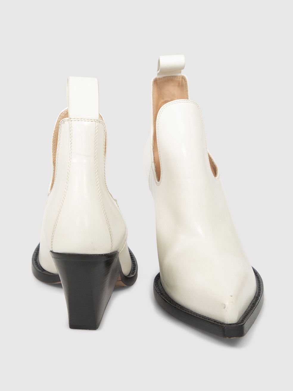 Bottega Veneta White Leather Ankle Cut Out Boots Size US 7 / IT 37 - 4 Thumbnail